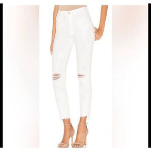 MOTHER Little Miss Innocent White Distressed Stunner Zip Ankle Step Fray Jean 25